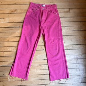 Zara pink jeans wide leg size 8